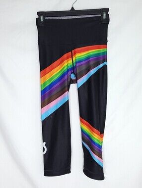 PELETON X WITH Women's High Waist Reversible Capri Pride Flag Leggings SMALL NWT